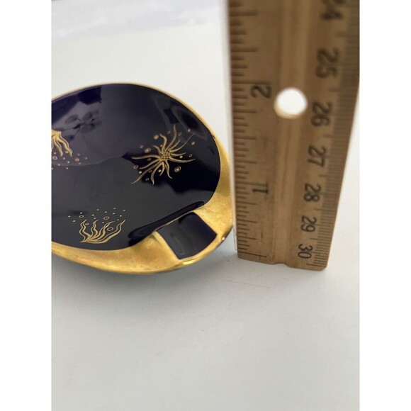 Porcelain Trinket Dish Lindner Bavaria Germany Echt Cobalt Blue/Gold - Picture 5 of 10